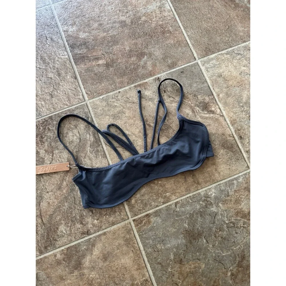 Skims Signature Swim Micro Scoop Bikini Top Gunmetal Size XL